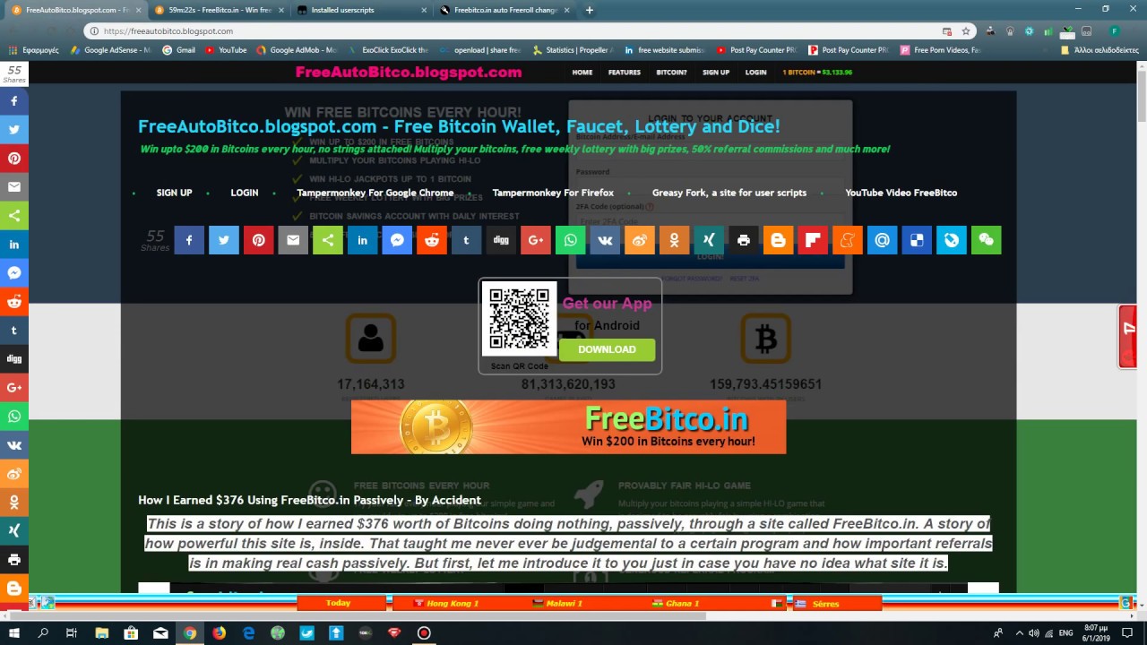 Freebitco In Free Bitcoin Wallet Faucet Lottery And Dice - 