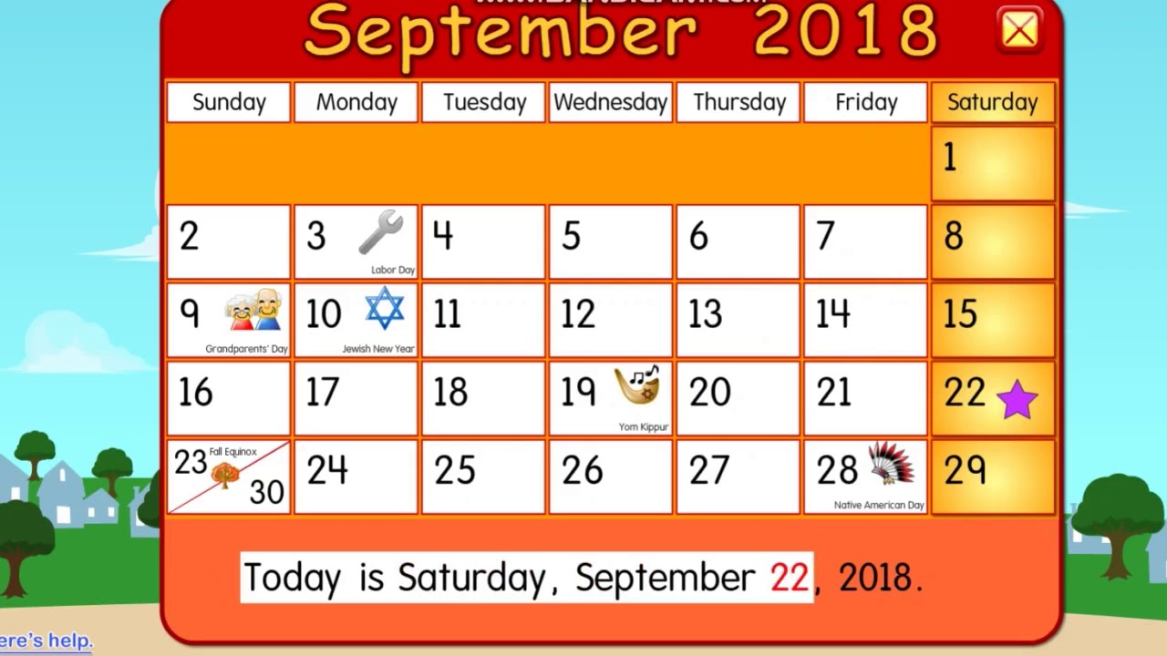 Starfall Calendar September 2018