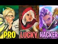 Pro VS Lucky VS Hacker - Overwatch