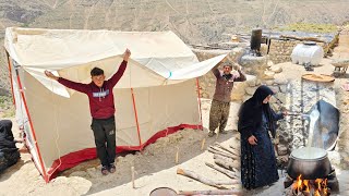 🏕️Daily Life of Nomads | Setting Up a Traditional Tent and Making Local Doogh Over Fire 🥛🔥