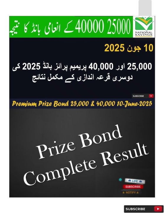 25,000 and 40,000 Premium Prize Bond Results 10 June 2025 | @AliAzizQualityEducation
