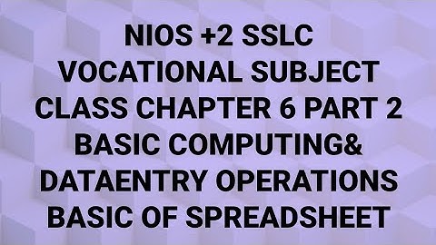 NIOS +2 SSLC VOCTIONAL CHAPTER 6 PART 2