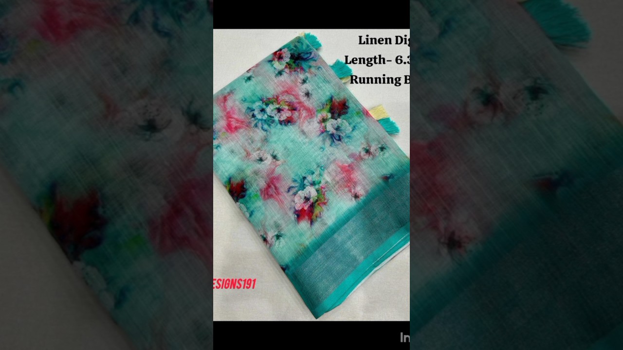 Linen Floral Print Saree💕Full Video on Channel