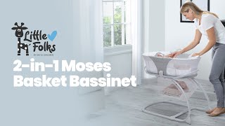 Little Folks 2-in-1 Moses Basket Bedside Bassinet Sleeper (by Delta Children)