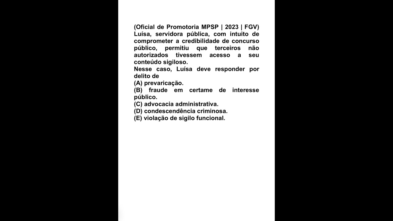 Questões do concurso de Oficial de Promotoria MPSP #3 | Direito Penal | Parte Especial (crimes)