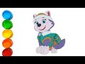 Paw Patrol Everest drawing and coloring / PAW PATROL characters drawing