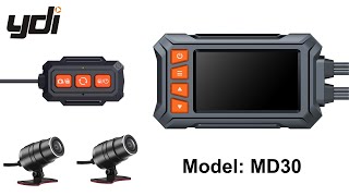 Mode Compétition Pression Atmosphérique YDI MD30 Dashcam Moto Double 2K 30fps Écran 3'' Caméra Avant et Arrière Caméra de Tableau de Bord Tout Étanche avec Altitude 
