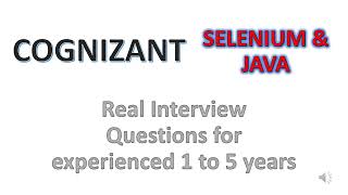 Cognizant Real-Time Selenium Automation Testing Interview Questions for exp 1 to 5 yrs #selenium