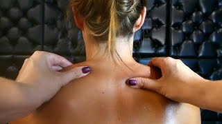 ASMR Massage Back, Neck & Shoulders, Binaural Ear to Ear Whisper POV Role Play