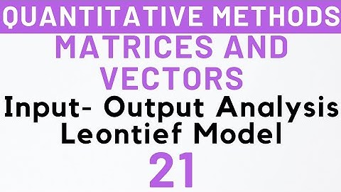 21- Input- Output Analysis, Leontief Model, Matrices & Vectors, MEC-103 | Kanishka Luthra