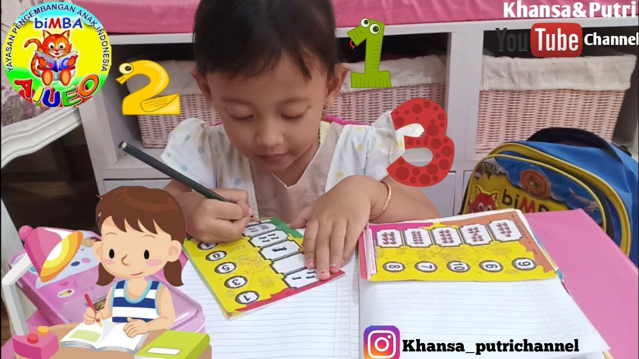 Khansa Ngerjain PR BIMBA AIUEO sendiri | anak balita belajar membaca