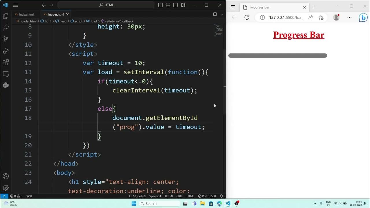 How to create progress bar in HTML - JavaScript Tutorial - YouTube