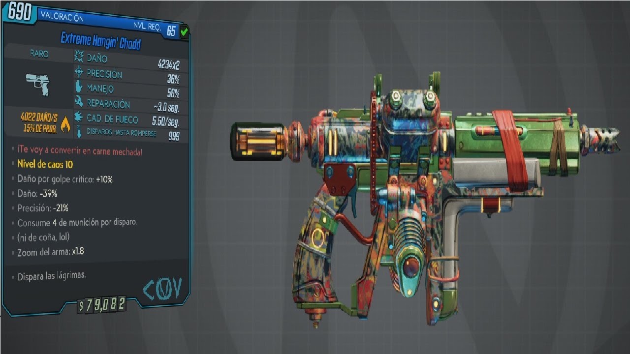 Borderlands 3 Guía de armas únicas Extreme hanging` Chadd ``¡Te voy a convertir en carne mechada!.´´