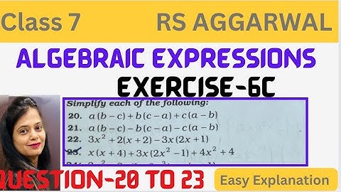 Rs Aggarwal class 7 Maths Chapter 6 Exercise 6C - Question 20 to 23 - Algebraic Expressions - CBSE