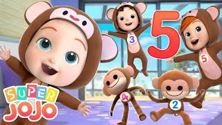 Super Jojo-Five little monkeys jumping on the bed