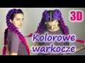 Kolorowe warkocze 3D. Doczepiane warkocze. Urlopowa fryzura na sobie. Jak zrobicz.