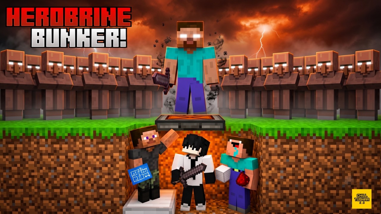 HEROBRINE ATTACKED OUR VILLAGE IN MINECRAFT!!