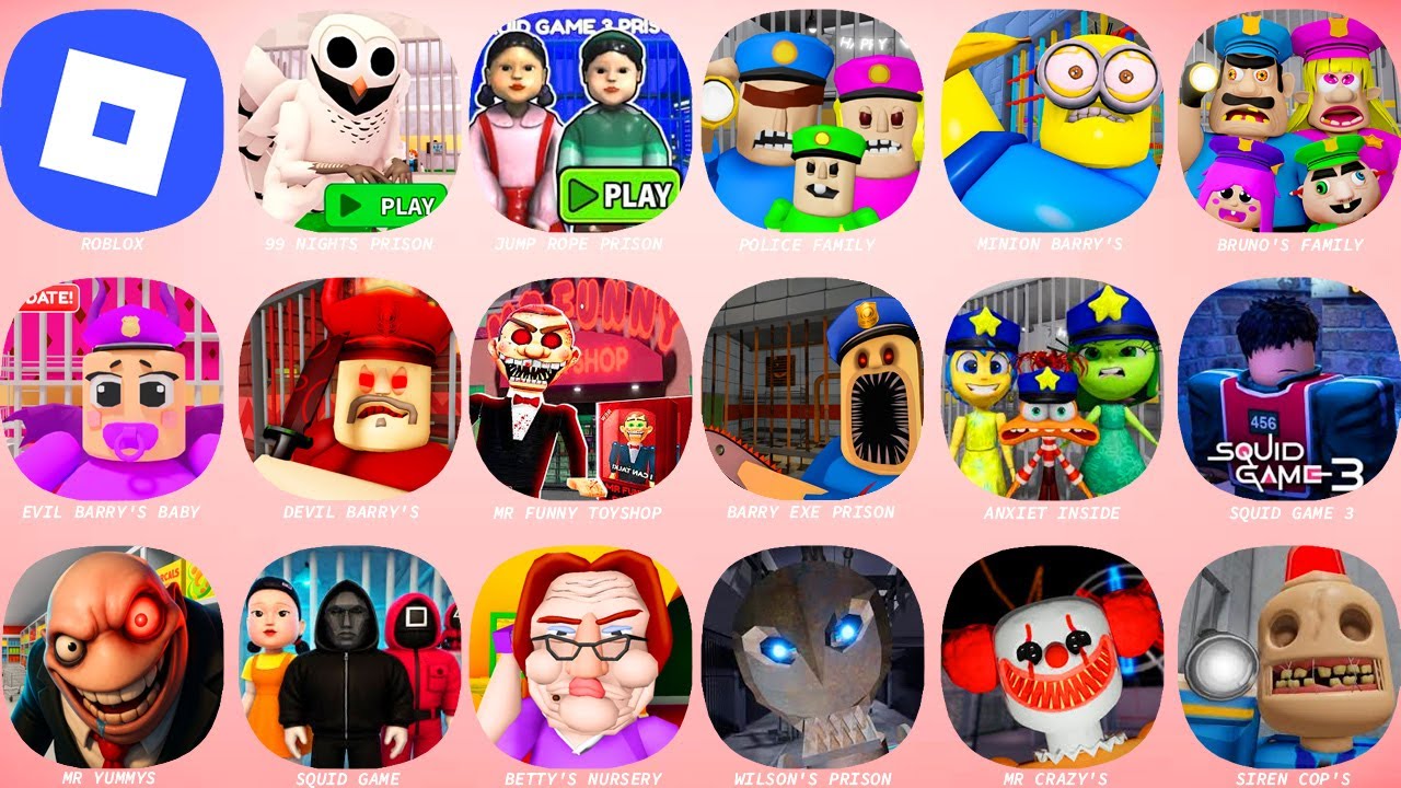 ROBLOX.JUMP ROPE PRISON.POLICE FAMILY PRISON.SQUID GAME FAMILY.ANXIET INSIDE POLICE.MR FUNNY TOYSHOP