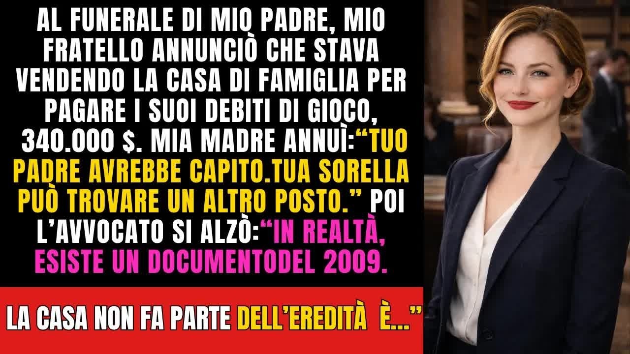 Al funerale di mio padre, mio fratello annunciò di vendere la casa di famiglia per debiti di gio