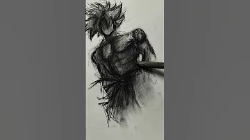 Drawing Goku With Charcoal ASMR Art Charcoal Sketch Drawing Goku Dragonball 