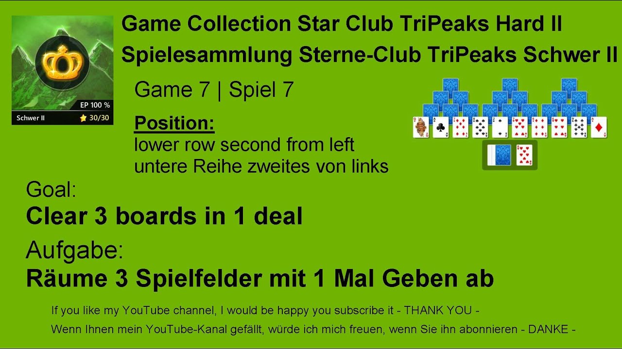 Hard II | Star Club | TriPeaks | Clear 3 boards in 1 deal | Game 7