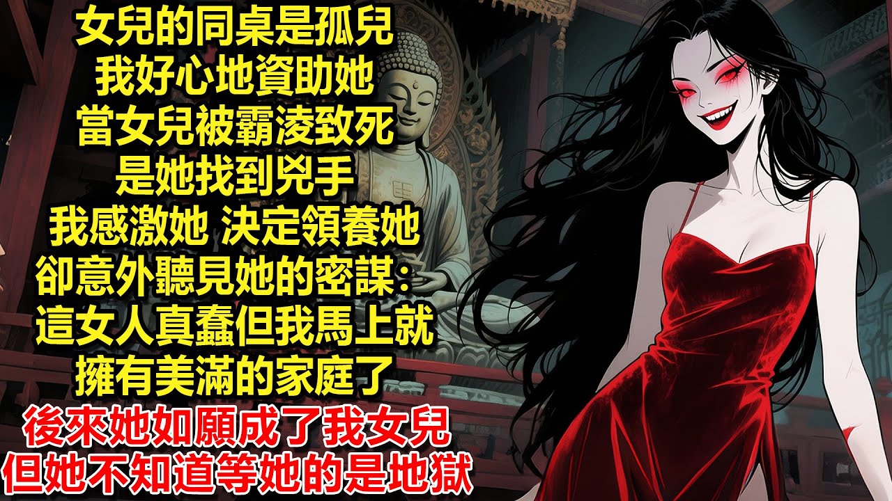 女兒的同桌是可憐的孤兒，我好心地資助她。當女兒被霸淩致死，是她找到兇手，我感激她，決定領養她，卻意外聽見她的密謀：這女人真蠢但我馬上就擁有美滿的家庭了。後來她如願成了我女兒但她不知道等待她的是地獄
