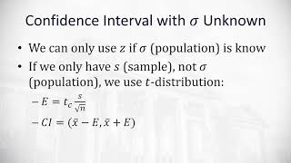 7.2 Estimating mu when sigma is unknown