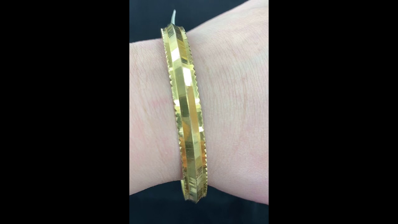 22k Bangle Solid Gold Simple Men Kara Diamond cut High Polished Design B477