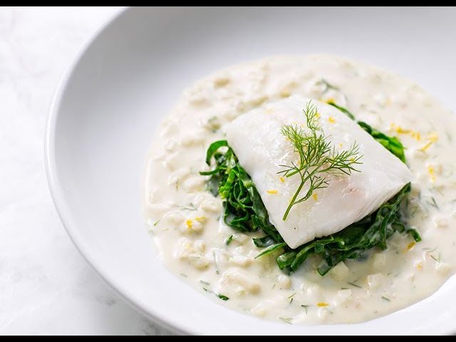 Poached turbot with fennel velouté by Galton Blackiston