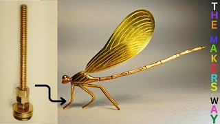 BRASS NUT AND BOLT TURN INTO A BEAUTIFUL DAMSEL FLY SCULPTURE.