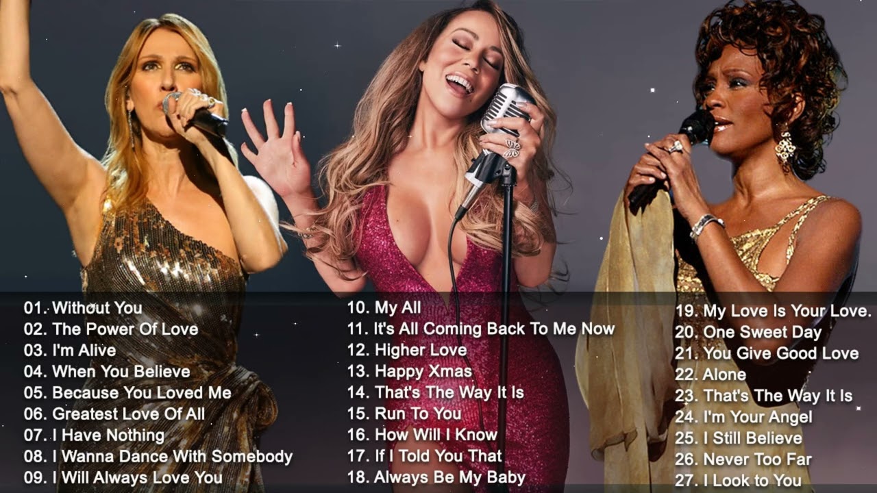 Celine Dion Whitney Houston Mariah Carey  Greatest Hits playlist   Best Songs of World Divas 2023