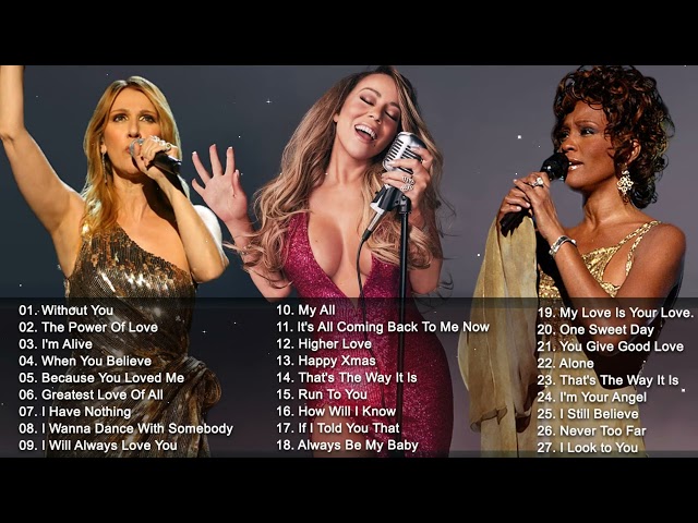 Celine Dion, Whitney Houston, Mariah Carey,  Greatest Hits playlist - Best Songs of World Divas 2023 class=