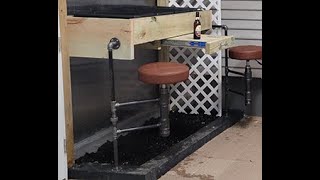 Swing Out Bar Stools Made from Black Iron Pipe