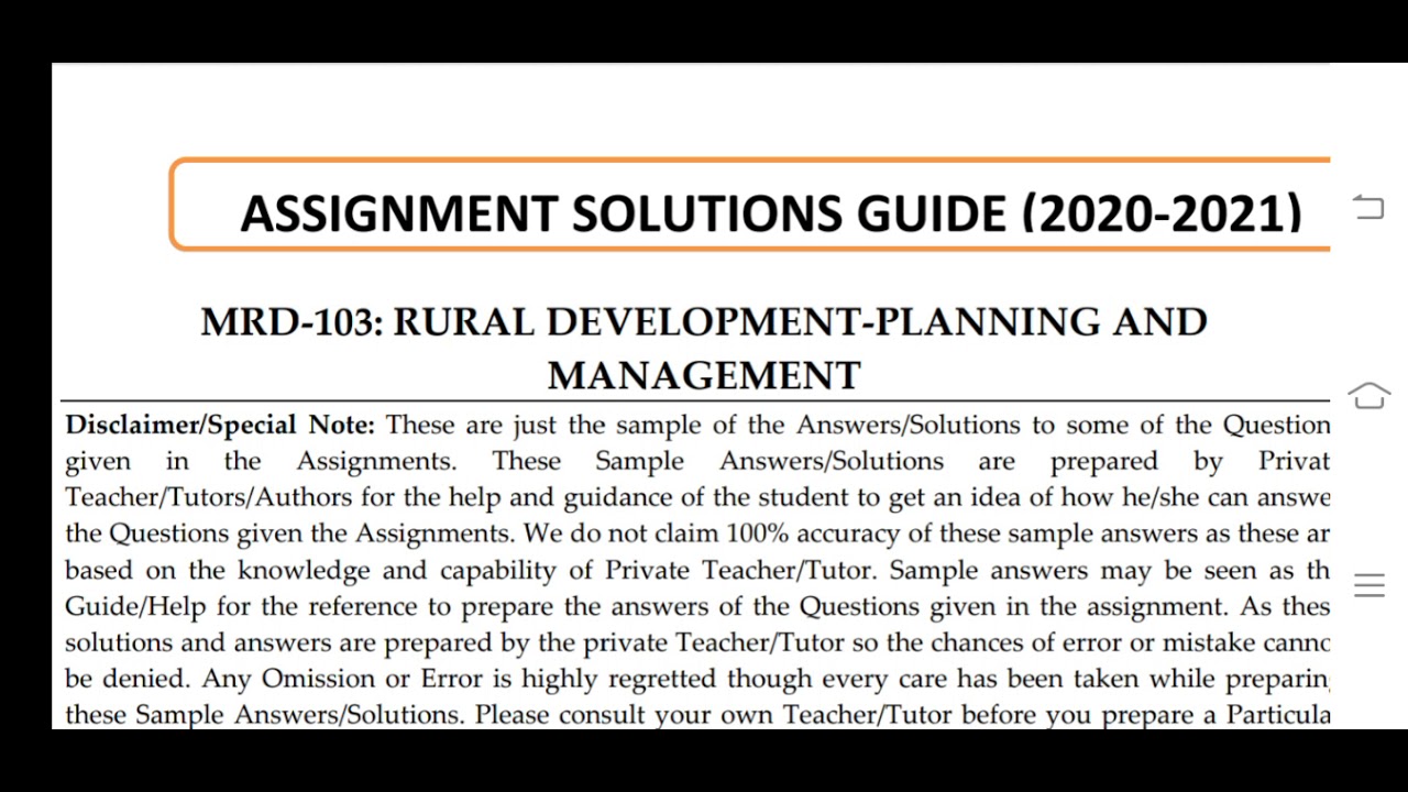 MRD 103 Ignou Solved Assignment