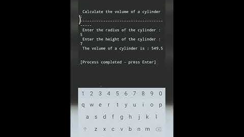 Finding the Volume of the Cylinder c ++ program in mobile !!
