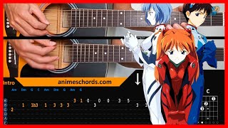 Neon Genesis Evangelion OP - Zankoku na Tenshi no Thesis | Acoustic Guitar Lesson [Tutorial + TAB ]