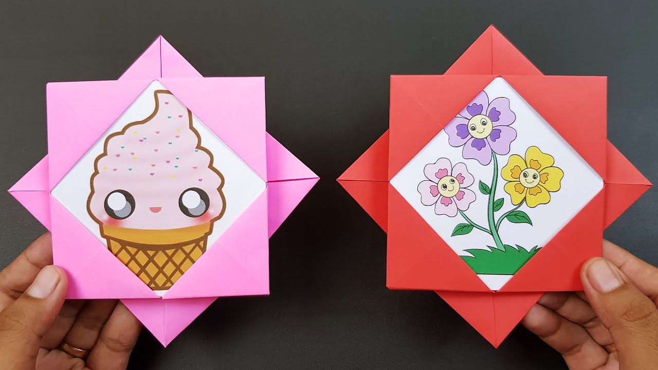 Kerajinan Mudah Dibuat Dari Kertas Origami (Pigura) YouTube