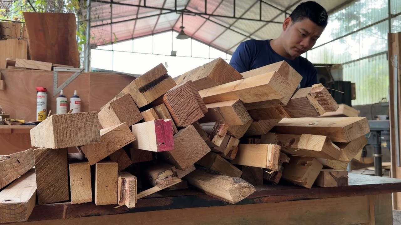 Amazing Scrap Wood Recycling Idea! Transforming Waste Wood into Luxury Furniture