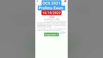 OCS 2021 Preliminary Exam Date. OAS 2021 prelims exam date. 16/10/22. #opsc #ocs2021 #oas2022 #oas
