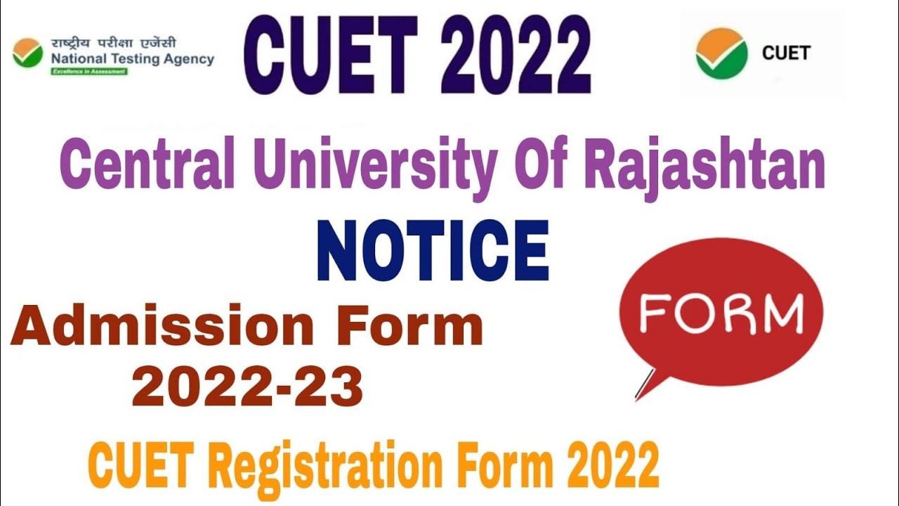 Central University of Rajasthan Admission form 2022 fees, eligibility