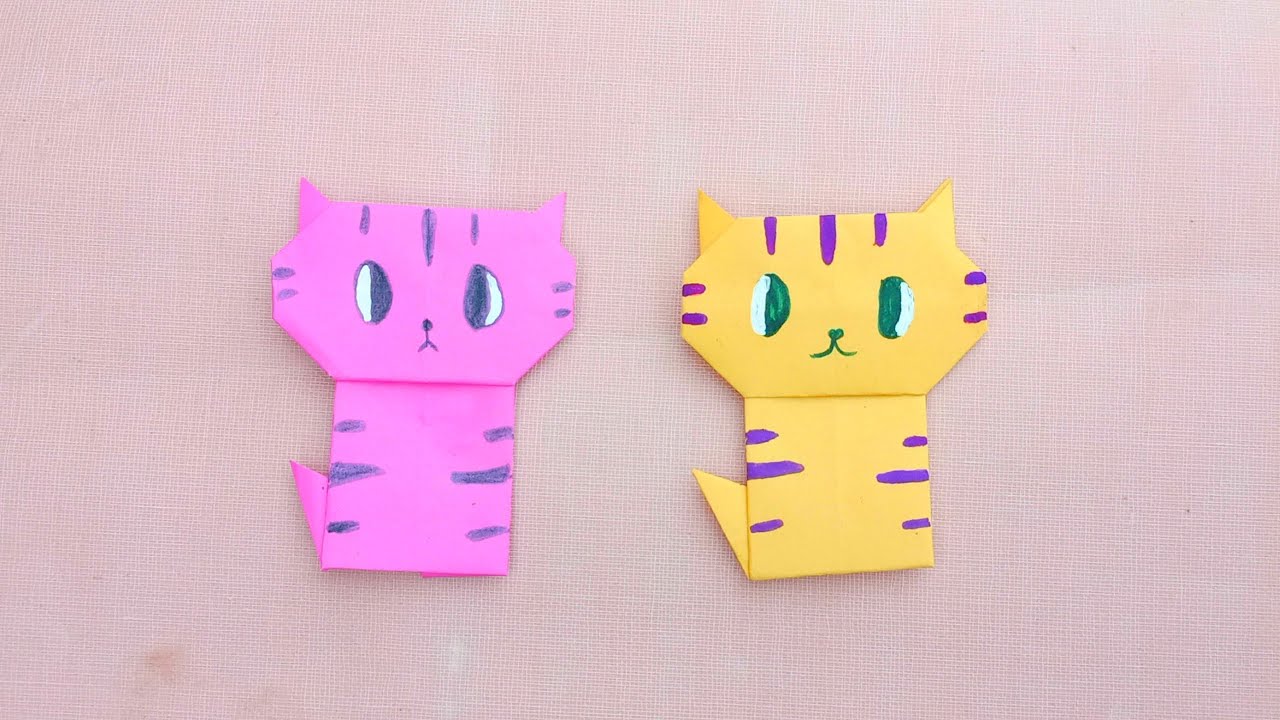 How to make paper cat Origami Easy craft paper cat YouTube