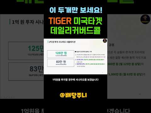 월104만원씩 입금! TIGER타겟데일리커버드콜 미국대표지수 2종 커버드콜#연금저축#퇴직연금#s&p500#나스닥100#제2의월급#월배당#커버드콜#복리효과#경제적자유#파이어족
