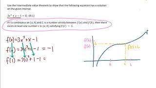 Calculus POD #11 Use the Intermediate Value Theorem to show that the equation has at least one solut