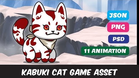 Kabuki Cat Game Asset Sprites - Animation Preview