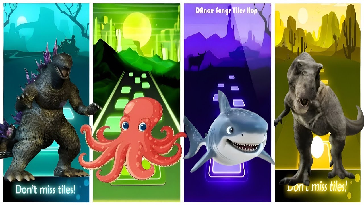 Godzilla 🦖 vs Octopus 🐙 vs Shark 🦈 vs T Rex 🦖Coffin Dance