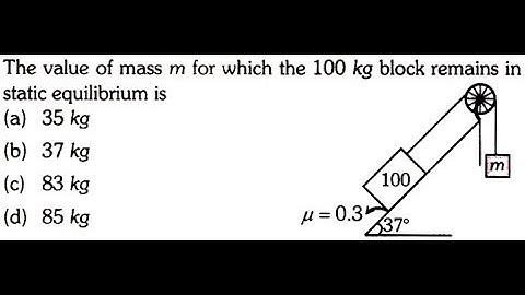 The value of mass m for which the 100 kg block remains in static equilibrium is