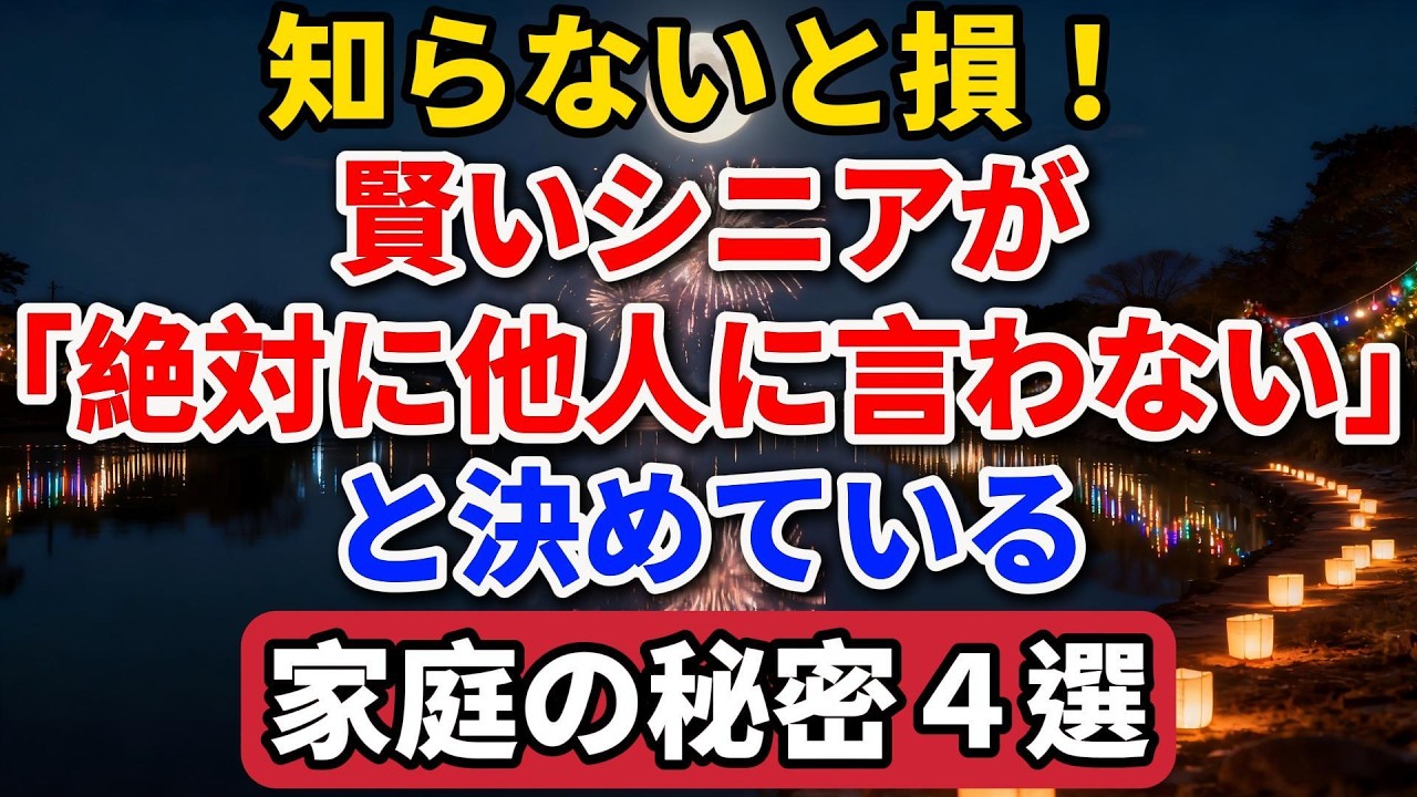 知らないと損！賢いシニアが「絶対に他人に言わない」と決めている家庭の秘密４選【長者の知恵物語】#老後の暮らし #シニアライフ #終活 #人間関係 #人生経験 #感動する話 #年金生活 #生き方