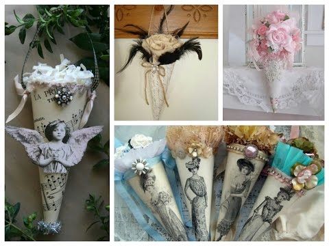 tussie-mussie-vintage-decor-ideas---shabby-shic-crafts-inspiration---paper-cone-crafts-ideas