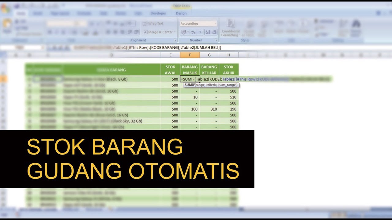 Membuat Rekap Laporan Stok Barang Gudang Otomatis Dengan Excel Youtube