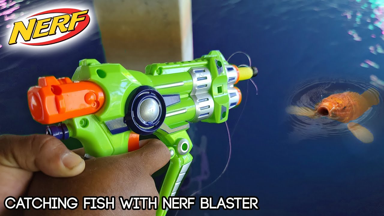 Catching Fish with NERF Blaster from Dollar Store! 